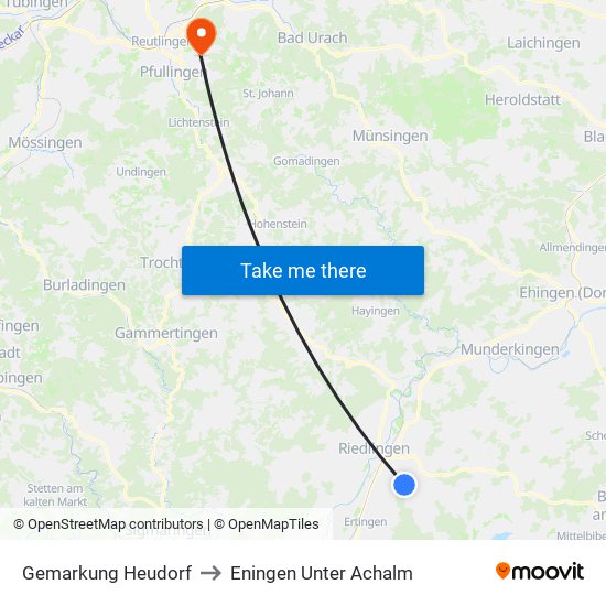 Gemarkung Heudorf to Eningen Unter Achalm map