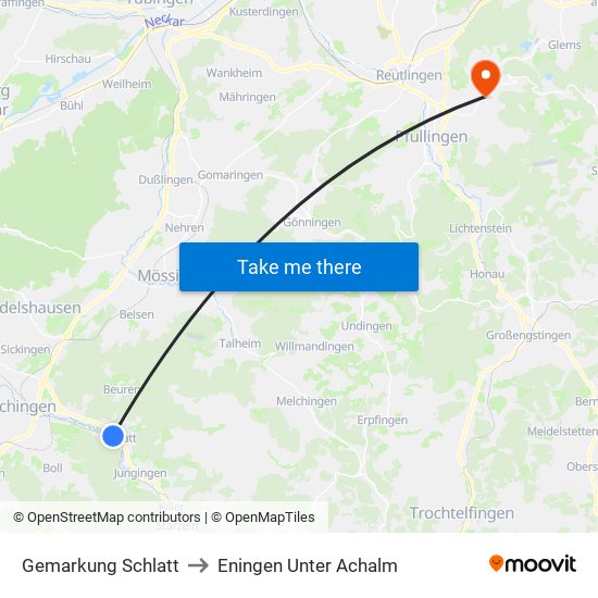 Gemarkung Schlatt to Eningen Unter Achalm map