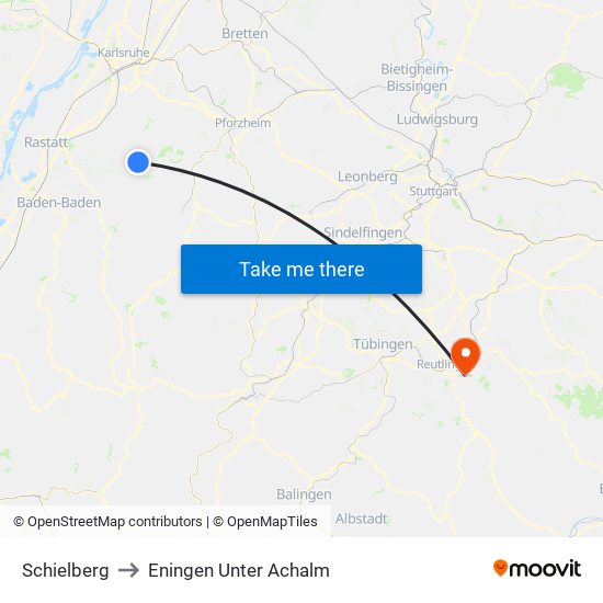 Schielberg to Eningen Unter Achalm map