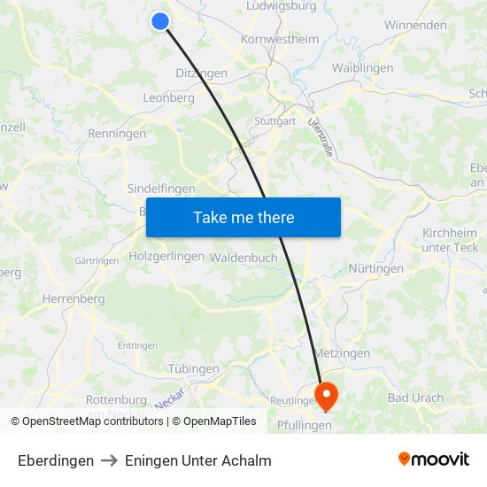 Eberdingen to Eningen Unter Achalm map