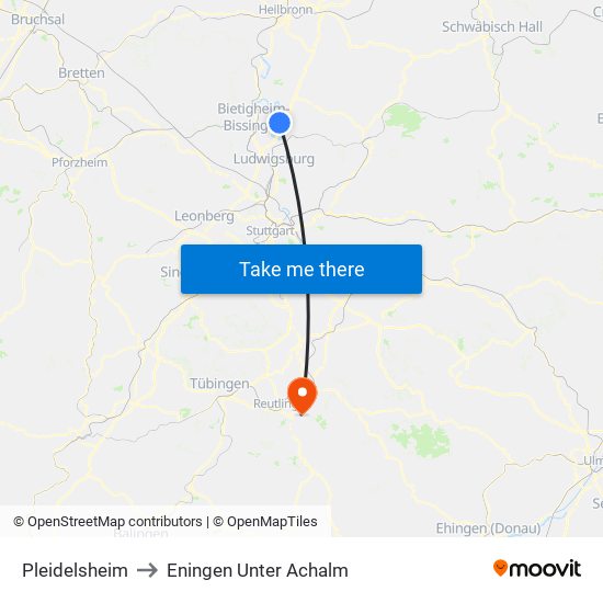 Pleidelsheim to Eningen Unter Achalm map