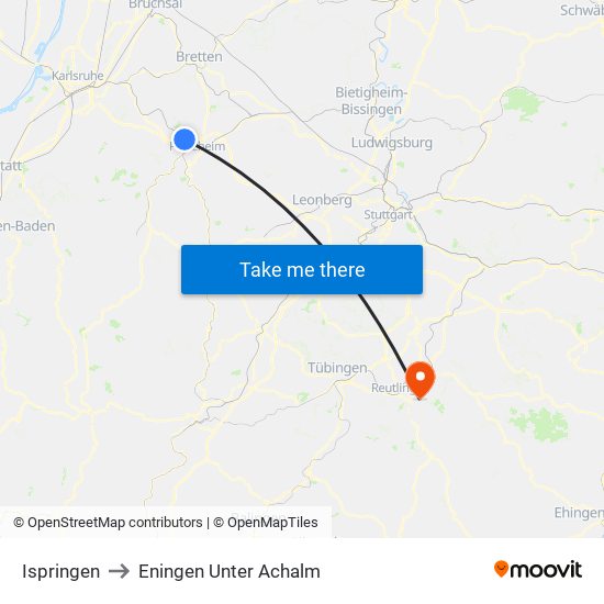 Ispringen to Eningen Unter Achalm map