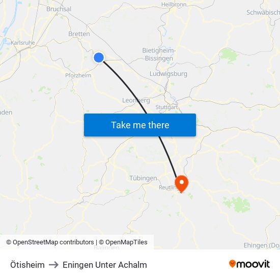 Ötisheim to Eningen Unter Achalm map