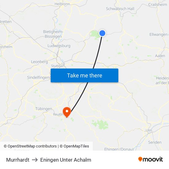 Murrhardt to Eningen Unter Achalm map
