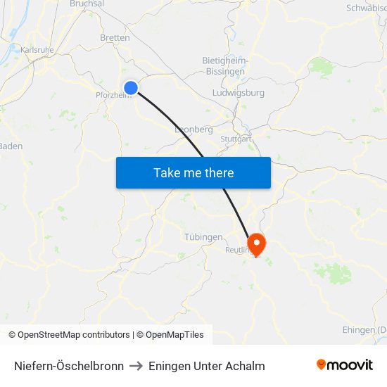 Niefern-Öschelbronn to Eningen Unter Achalm map