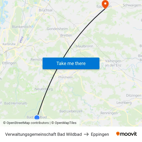 Verwaltungsgemeinschaft Bad Wildbad to Eppingen map