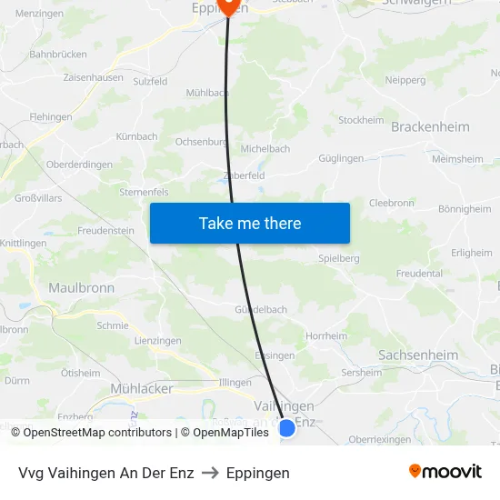 Vvg Vaihingen An Der Enz to Eppingen map