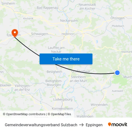 Gemeindeverwaltungsverband Sulzbach to Eppingen map