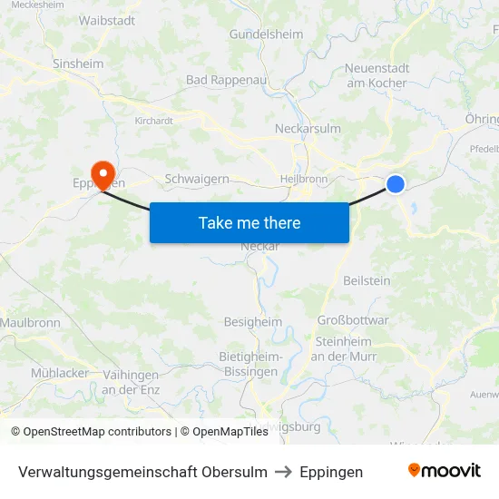 Verwaltungsgemeinschaft Obersulm to Eppingen map