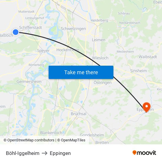 Böhl-Iggelheim to Eppingen map