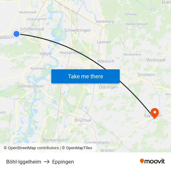Böhl-Iggelheim to Eppingen map