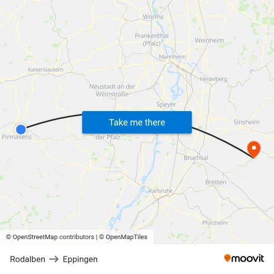 Rodalben to Eppingen map