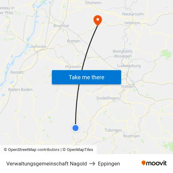 Verwaltungsgemeinschaft Nagold to Eppingen map