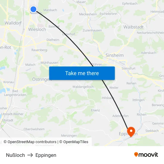 Nußloch to Eppingen map