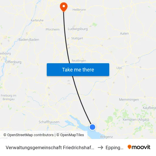 Verwaltungsgemeinschaft Friedrichshafen to Eppingen map