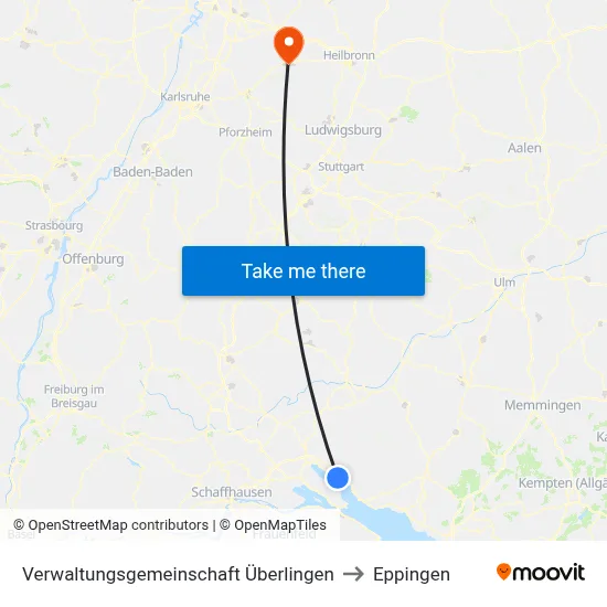 Verwaltungsgemeinschaft Überlingen to Eppingen map