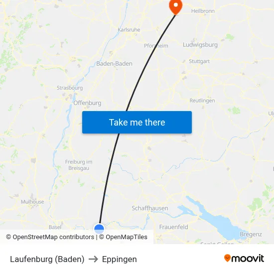 Laufenburg (Baden) to Eppingen map