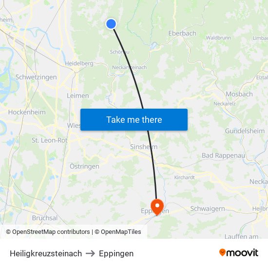 Heiligkreuzsteinach to Eppingen map