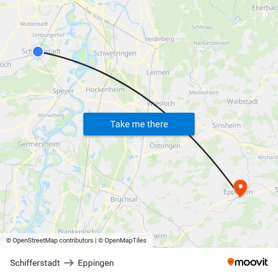 Schifferstadt to Eppingen map