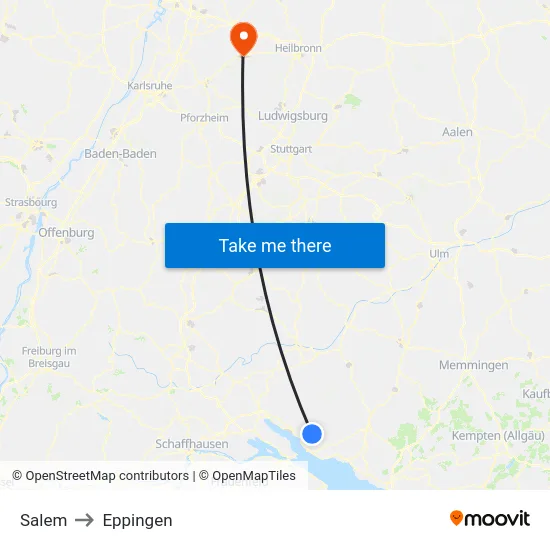 Salem to Eppingen map