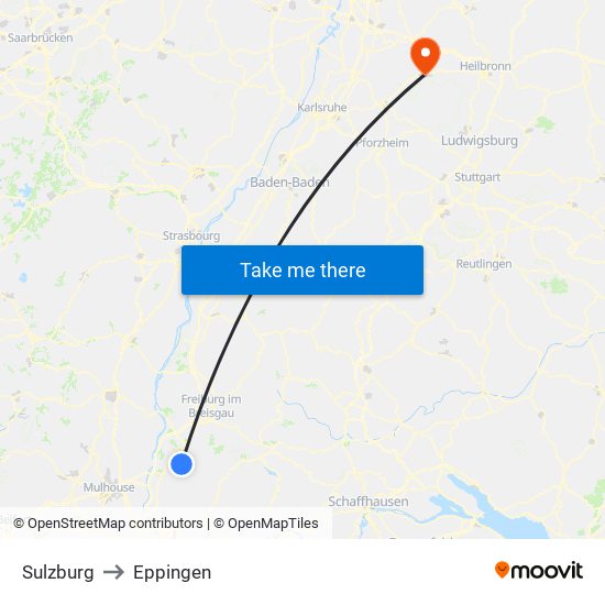 Sulzburg to Eppingen map