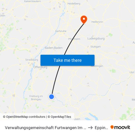 Verwaltungsgemeinschaft Furtwangen Im Schwarzwald to Eppingen map