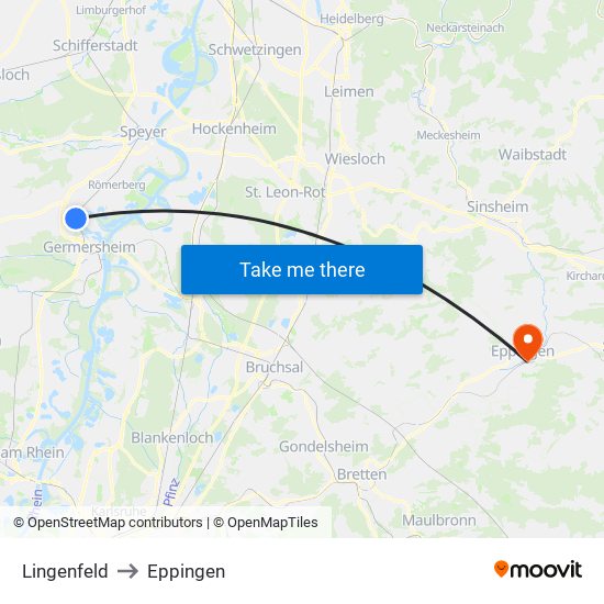 Lingenfeld to Eppingen map