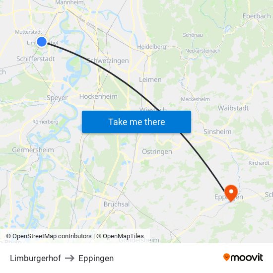 Limburgerhof to Eppingen map