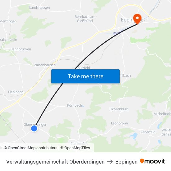 Verwaltungsgemeinschaft Oberderdingen to Eppingen map