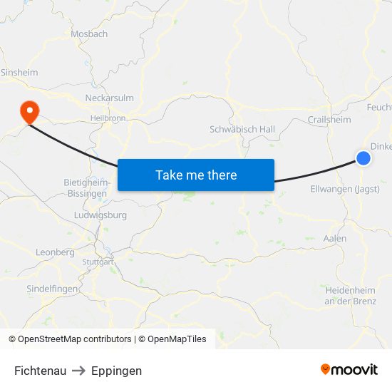 Fichtenau to Eppingen map