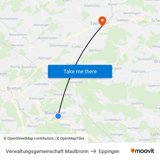 Verwaltungsgemeinschaft Maulbronn to Eppingen map