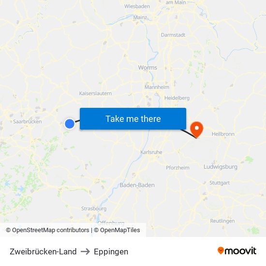 Zweibrücken-Land to Eppingen map
