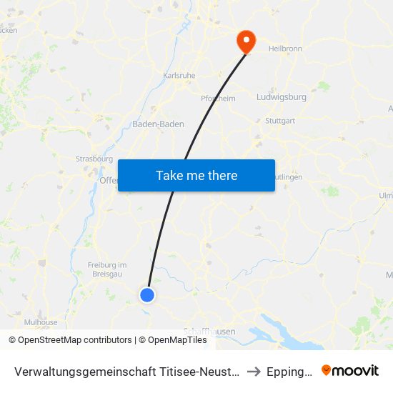 Verwaltungsgemeinschaft Titisee-Neustadt to Eppingen map