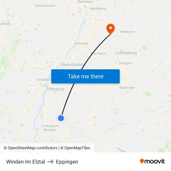 Winden Im Elztal to Eppingen map