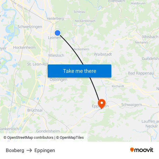 Boxberg to Eppingen map