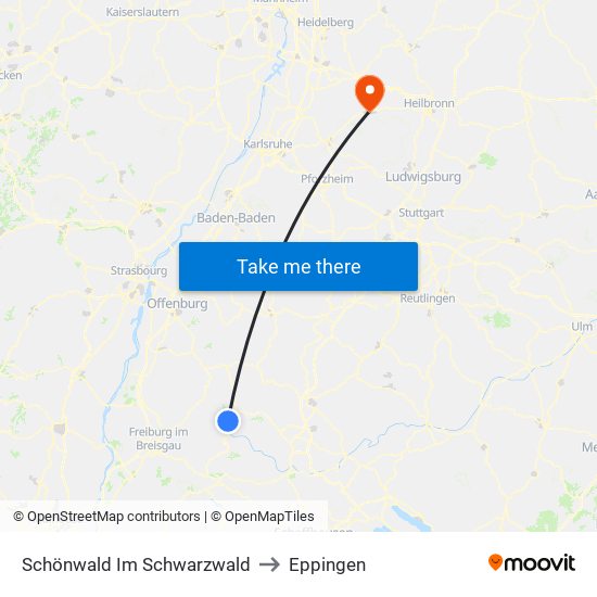 Schönwald Im Schwarzwald to Eppingen map