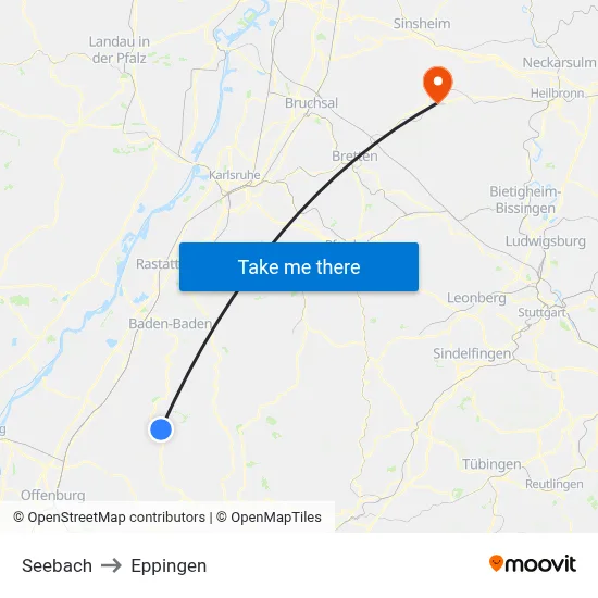 Seebach to Eppingen map