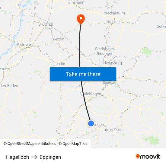 Hagelloch to Eppingen map