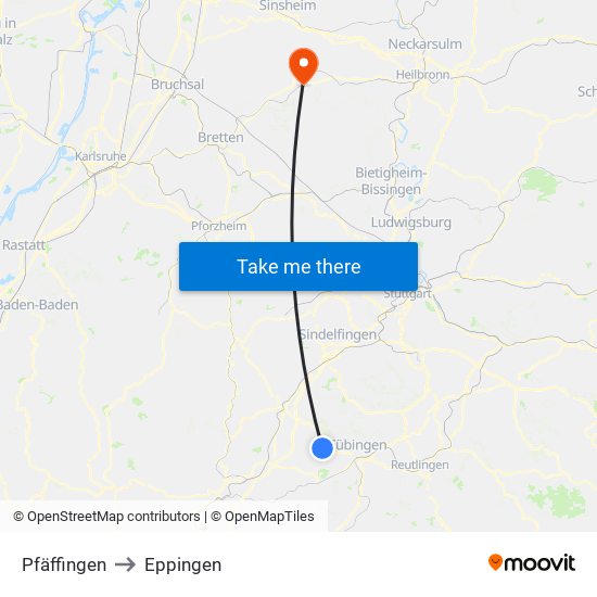 Pfäffingen to Eppingen map