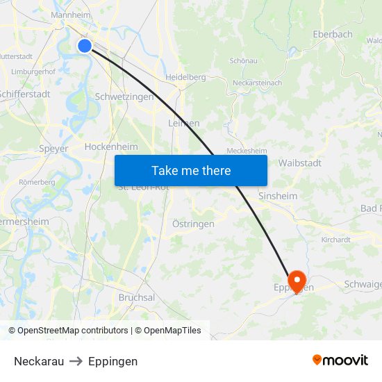 Neckarau to Eppingen map