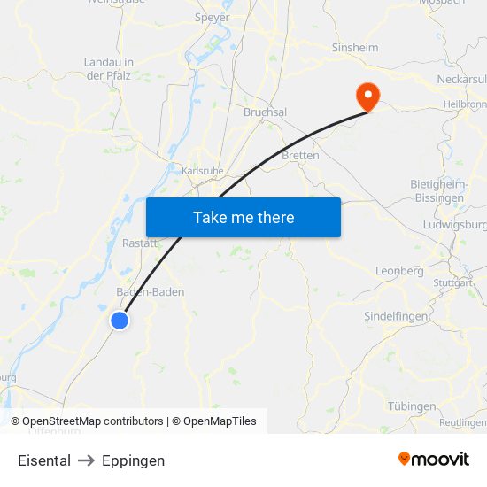 Eisental to Eppingen map