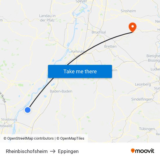 Rheinbischofsheim to Eppingen map