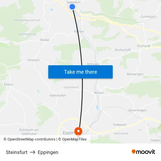 Steinsfurt to Eppingen map