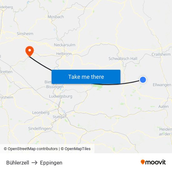 Bühlerzell to Eppingen map
