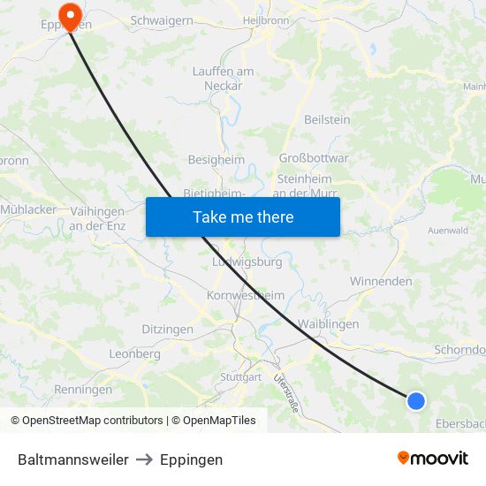 Baltmannsweiler to Eppingen map