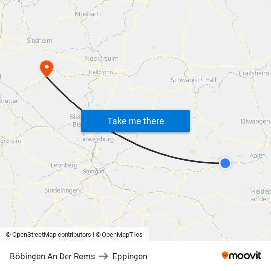 Böbingen An Der Rems to Eppingen map