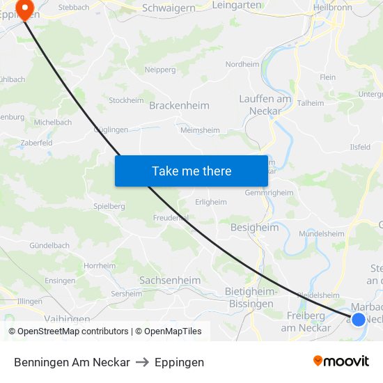 Benningen Am Neckar to Eppingen map