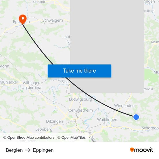 Berglen to Eppingen map