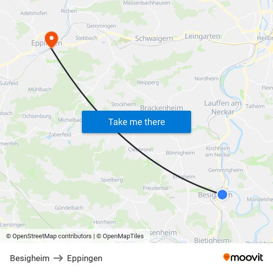 Besigheim to Eppingen map