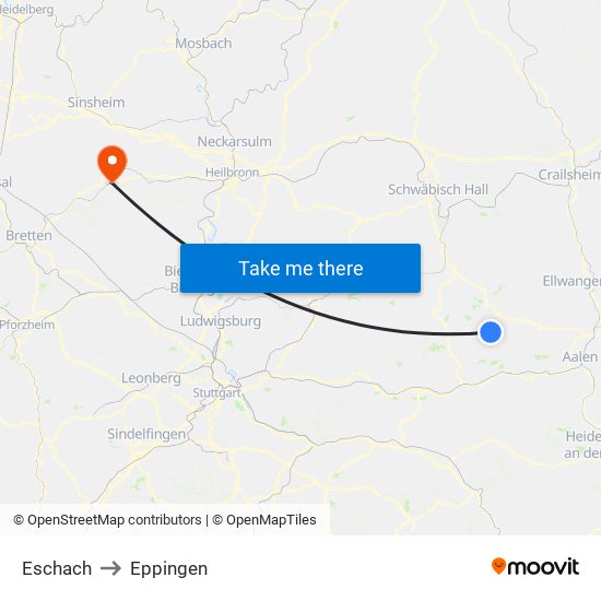 Eschach to Eppingen map